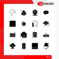 16 User Interface Solid Glyph Pack of modern Signs and Symbols of discount, full screen, internet, comment, bubble
