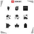 Modern Set of 9 Solid Glyphs Pictograph of ebook, books, document, tools, saw Royalty Free Stock Photo