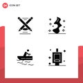 Modern Set of 4 Solid Glyphs Pictograph of education, rowing, write, wish, water Royalty Free Stock Photo