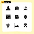 Modern Set of 9 Solid Glyphs Pictograph of financial, password, management, page, interface