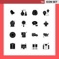 16 Thematic Vector Solid Glyphs and Editable Symbols of focus, shipping, eggs, map, destination Royalty Free Stock Photo