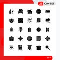 Solid Glyph Pack of 25 Universal Symbols of folder, basic, vehicles, back, images