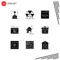 Modern Set of 9 Solid Glyphs Pictograph of garden, shop, interface, monday, trolley