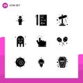 Modern Set of 9 Solid Glyphs Pictograph of ghost, copy, develop, celebration, pointer