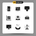 Modern Set of 9 Solid Glyphs Pictograph of grid, edit, technical, correction, retry