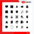 Modern Set of 25 Solid Glyphs Pictograph of halloween, castle, forest, food, cheese