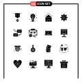 Modern Set of 16 Solid Glyphs Pictograph of idea, gear, leaf, cog, house