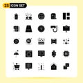 Modern Set of 25 Solid Glyphs Pictograph of image, collage, world, report, graph