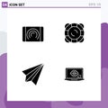 Modern Set of 4 Solid Glyphs Pictograph of interaction, contact, interface, support, receive