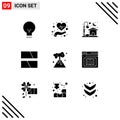 Modern Set of 9 Solid Glyphs Pictograph of nuclear, layout, home, image, editing