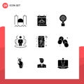 Group of 9 Solid Glyphs Signs and Symbols for online, marketing, globe, group, audience