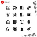 Modern Set of 16 Solid Glyphs Pictograph of pages, notes, document, note, sticky