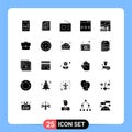Stock Vector Icon Pack of 25 Line Signs and Symbols for ranking, media, graph, engine, radio