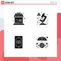 Modern Set of 4 Solid Glyphs Pictograph of shop, heart, chemistry, mobile, love care Royalty Free Stock Photo