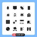 Modern Set of 16 Solid Glyphs Pictograph of smartphone, mobile, support, application, jewelry