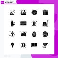 Modern Set of 16 Solid Glyphs Pictograph of sports, diet, diet, thanksgiving, holiday