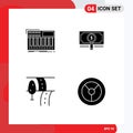 Modern Set of Solid Glyphs Pictograph of synth, dollar, synthesiser, fund, route