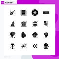 Modern Set of 16 Solid Glyphs Pictograph of technology, cooling, pocket, air conditioner, coin