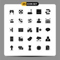 Modern Set of 25 Solid Glyphs Pictograph of user, interface, halloween, communication, joy stick