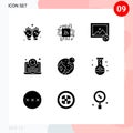 Modern Set of 9 Solid Glyphs Pictograph of world, earth, image, coding, refresh