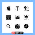 Modern Set of 9 Solid Glyphs and symbols such as arabian, food, idea, fast food, money