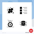Modern Set of 4 Solid Glyphs and symbols such as atom, sport, checklist, menu, data