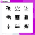 Modern Set of 9 Solid Glyphs and symbols such as banking, heart, school, wedding, file