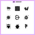 Modern Set of 9 Solid Glyphs and symbols such as bitcoin, settings, education, seo, american