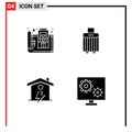 Modern Set of 4 Solid Glyphs and symbols such as blue print, home, plan, luggage, enrgy