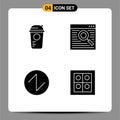 Modern Set of 4 Solid Glyphs and symbols such as bottle, sound, sports, online, wave