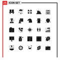 Modern Set of 25 Solid Glyphs and symbols such as buy, food, wifi, bruschetta, data