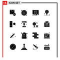 Modern Set of 16 Solid Glyphs and symbols such as column, location, user, map, lab