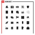 Modern Set of 25 Solid Glyphs and symbols such as confirm, management, bangladesh, iteration, business