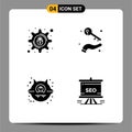 Modern Set of 4 Solid Glyphs and symbols such as cyber crime, animal, setting, holding, halloween