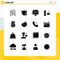 Modern Set of 16 Solid Glyphs and symbols such as detergent, bathroom, security, bath, location