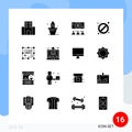 Modern Set of 16 Solid Glyphs and symbols such as duplicate, content, spring, tablet, aspirin