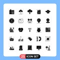 Modern Set of 25 Solid Glyphs and symbols such as fight, oil, cloud, energy, can
