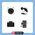 Modern Set of 4 Solid Glyphs and symbols such as food, safe, summer, vacation, massage Royalty Free Stock Photo