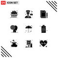 Modern Set of 9 Solid Glyphs and symbols such as global, global marketing, post, writing, notepad