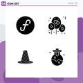 Modern Set of 4 Solid Glyphs and symbols such as guilder, road, currency, love, stop