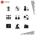 Modern Set of 9 Solid Glyphs and symbols such as jewelry, earplugs, potion, clock, train