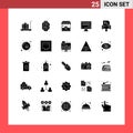 Modern Set of 25 Solid Glyphs and symbols such as law, digital, ecommerce, live streaming, live