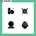 Modern Set of Solid Glyphs and symbols such as medical, magic ball, paid, digital, dessert