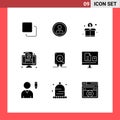 Modern Set of 9 Solid Glyphs and symbols such as monitor, account, person, money, donation