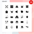Modern Set of 25 Solid Glyphs and symbols such as print, schedule, finance, date, wedding