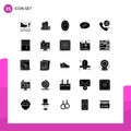 Modern Set of 25 Solid Glyphs and symbols such as right, chat, real estate, basic, household