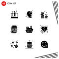 Modern Set of 9 Solid Glyphs and symbols such as ship, corel, pie chart, cdr format, currency