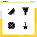 Modern Set of 4 Solid Glyphs and symbols such as summer, exit, liter, cancel, eco