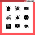 Modern Set of 9 Solid Glyphs and symbols such as truck, life, red, city, lost