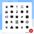 Modern Set of 25 Solid Glyphs and symbols such as vegetable, food, heart, group, teamwork